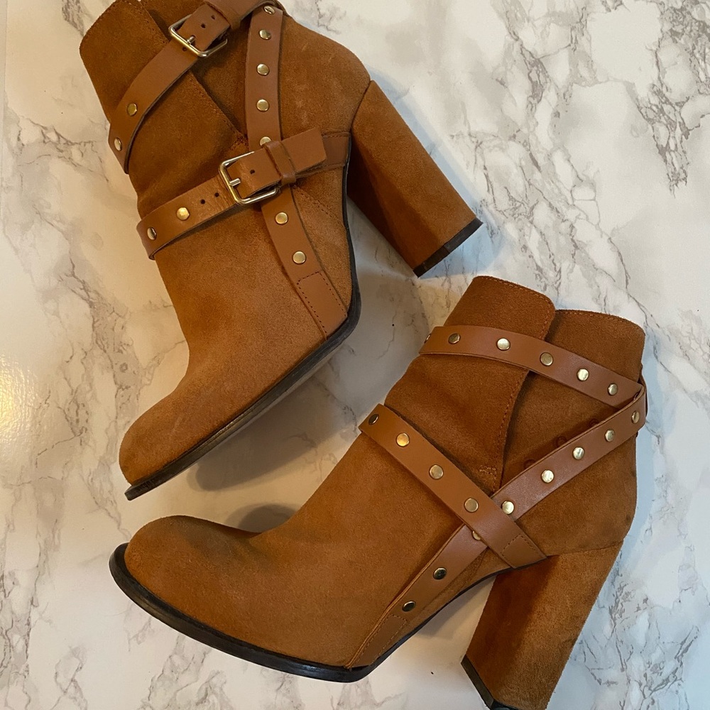Topshop Suede Stud Strap Boots - Picture 3 of 7